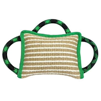 LWBMG Dog Rope Toys, Dog Jute Bite Pillow with 3 Strong Handles, Tug of War Dog Toy, Perfect Pull Toy for Medium Large Dogs Training Interactive Playing