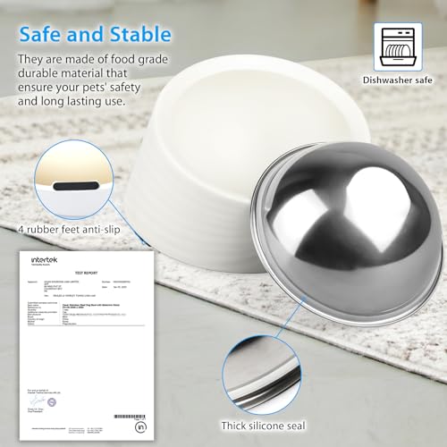 Uppetly Tilted Slanted Dog Bowl 1 Cup, 15° Tilted Stainless Steel Dog Cat Food Bowl, Non-Slip & Non-Spill Pet Feeder with Elevated Detachable Melamine Stand, Easy to Get Food Dish, Medium White - color: White-1Cup