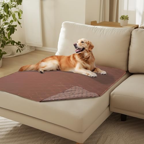 Luciphia 100% Waterproof Couch Cover Blanket for Dogs Anti-Slip Pet Couch Protector Sofa Mat Puppy Cat Blanket with Non-Slip Bottom, Coffee Brown, 40x50 Inch - color: Coffee+brown, size: 40" x50"