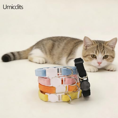 Breakaway Cat Collar with Bell, Lightweight Soft Cotton Collar, Adjustable Kitten Collars with Safety Buckle, Quick Release, Pet Supplies Accessories, Orange - color: Orange