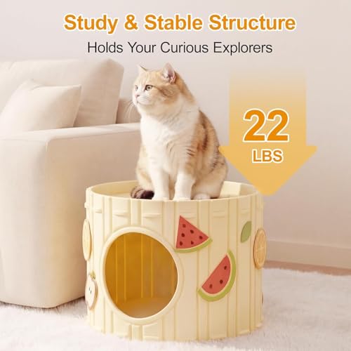 Cat Cave for Indoor Cats, Felt Cat Bed Cave for Large Cats up to 22 Lbs, Scratch Resistant Hideaway Condo, Cozy Enclosed Kitten House with DIY Stickers - color: A-Single Cat House