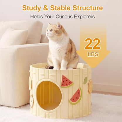 Cat Cave for Indoor Cats, Felt Cat Bed Cave for Large Cats up to 22 Lbs, Scratch Resistant Hideaway Condo, Cozy Enclosed Kitten House with DIY Stickers - color: A-Single Cat House