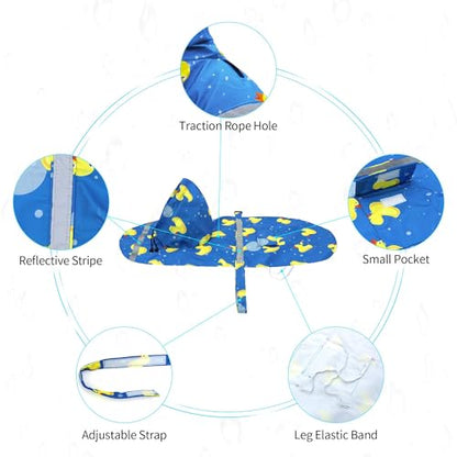 NACOCO Large Dog Raincoat Adjustable-Pet Rubber Ducks Yellow Water Proof Clothes Lightweight Rain Jacket Poncho Hoodies with Strip Reflective Blue (Blue M, Yellow Duck) - color: Blue Duck, size: Medium (Pack of 1)