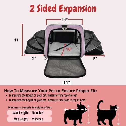 RUFF LIFE 101 Airline Approved Expandable Premium Pet Carrier on Wheels- Two Sided Rolling Carrier- Designed for Dogs & Cats- Extra Spacious Soft Lined Carrier! - Pink (RL-PET-CARRIER-WHEELS) - color: PINK