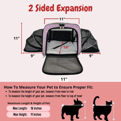 RUFF LIFE 101 Airline Approved Expandable Premium Pet Carrier on Wheels- Two Sided Rolling Carrier- Designed for Dogs & Cats- Extra Spacious Soft Lined Carrier! - Pink (RL-PET-CARRIER-WHEELS) - color: PINK