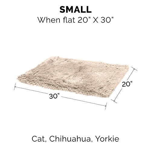 Furhaven Waterproof Throw Blanket for Dogs & Indoor Cats, Washable - Shaggy Plush Calming Long Faux Fur & Velvet Dog Blanket - Taupe, Small