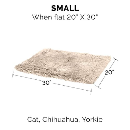 Furhaven Waterproof Throw Blanket for Dogs & Indoor Cats, Washable - Shaggy Plush Calming Long Faux Fur & Velvet Dog Blanket - Taupe, Small