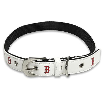 MLB Dog Collar Boston RED SOX New Signature PRO PVC-Leather Premium Pet Collars Extra Tough & Durable! Super Stylish! Size: Small Adjustable 12-15" Length x 0.75" Width - color: Boston Red Sox, size: Small