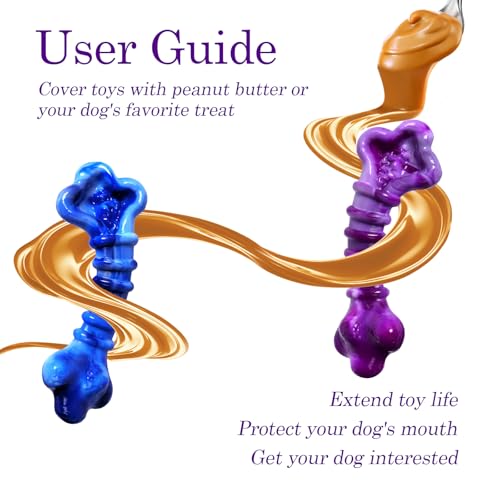 Kseroo 2-Pack Dog Chew Toys for Aggressive Chewers: Indestructible Dog Toys for Large Breed, Tough Dog Chew Bones to Keep Them Busy, A for Large Dogs - color: Purple & Green