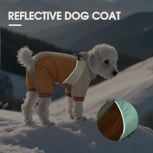 Kuoser Fullbody Dog Coat - Medium Dogs, Warm Winter Coat with Built-in Harness, Reflective, Brown L - color: Brown, size: L (PRIORITIZE BACK LENGTH: 16.9'')