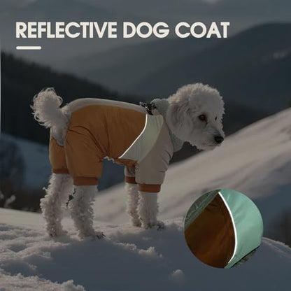 Kuoser Fullbody Dog Coat - Medium Dogs, Warm Winter Coat with Built-in Harness, Reflective, Brown L - color: Brown, size: L (PRIORITIZE BACK LENGTH: 16.9'')