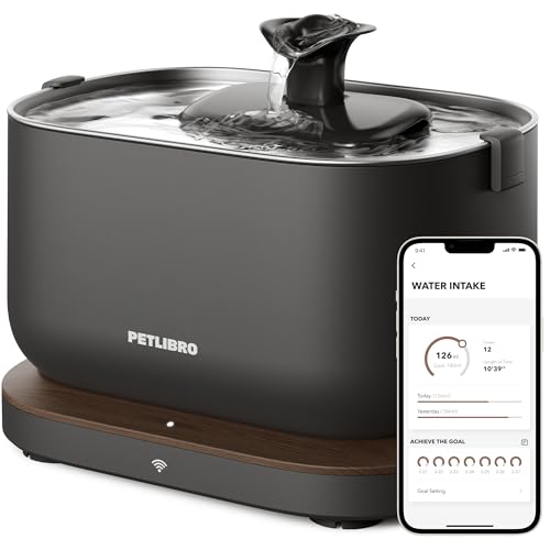 PETLIBRO Cat Water Fountain, App Monitoring Pet Fountains for Cats Indoor with Stainless Steel Tray, 2.5L/84oz Dockstream Automatic Water Dispenser for Drinking, 2.4G Wi-Fi Smart Bowl Inside - color: Black, size: 1 Fountain