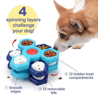 Interactive Dog Puzzle Toys for Large Medium Small, Squeaky Enrichment Toys Mentally Stimulation Toys for Training, Dog Treat Chew Toy Gifts for Puppy&Cats