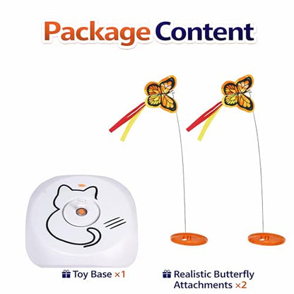 Interactive Cat Toy for Indoor Cats, Automatic Rotating Butterfly Feather Wand, Self Play Electric Cat Toy for Exercise & Mental Stimulation, Quiet Energy-Saving, AA Battery Operated