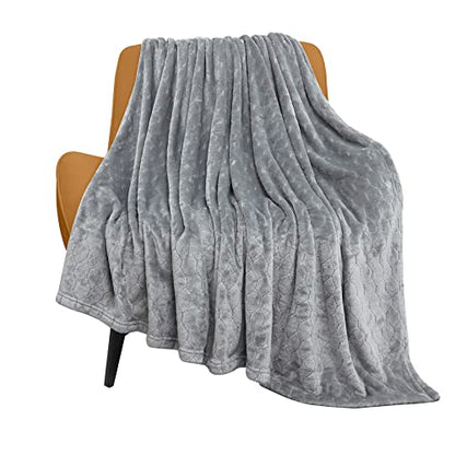 TOONOW Fleece Blanket Twin Size -320GSM Lightweight Fuzzy Soft Textured Flannel Blankets for Couch, Sofa, Bed, 60x80 inchs,Light Grey - color: Light Grey, size: Twin- 60" x 80"
