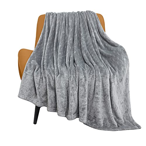 TOONOW Fleece Blanket Twin Size -320GSM Lightweight Fuzzy Soft Textured Flannel Blankets for Couch, Sofa, Bed, 60x80 inchs,Light Grey - color: Light Grey, size: Twin- 60" x 80"