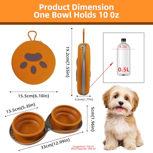 Zegcohjave Collapsible Dog Bowls,Travel Dog Bowl, Dog Water Bowl,Cat Bowl,Portable Pet Bowl, Suitable for Travel, Camping, and Hiking(Brown) - color: brown