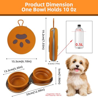 Zegcohjave Collapsible Dog Bowls,Travel Dog Bowl, Dog Water Bowl,Cat Bowl,Portable Pet Bowl, Suitable for Travel, Camping, and Hiking(Brown) - color: brown