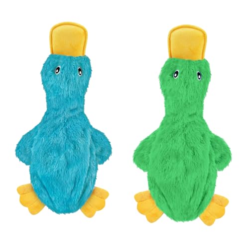 Best Pet Supplies Squeaky Dog Toys with Soft Durable Fabric for Small, Medium and Large Pets Interactive Toy for Indoor Play, Supports Active Biting and Play - Crinkle Duck (Light Green & Turquoise) - color: Crinkle Duck (Light Green & Turquoise), size: L