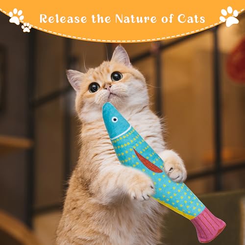 Soft Catnip Toys Fish, 3 Pack Bell Sound Cat Toys, Interesting Indoor Cat Kicker Toys, Durable and Highly Interactive Catnip Toys (Kingfish) - color: Kingfish