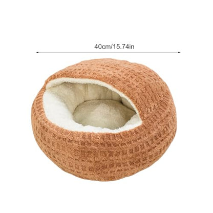 Hooded Calming Cat Cave - Hooded Kitten Bed, Cat Tent for Home Bedroom Balcony, Pet Bed with Thick Padding, Pet Sleeping House, Cave Cushion for Indoor Shelter Living Room Apartment - color: Dark Coffee