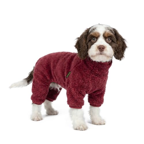 Fitwarm Fuzzy Fleece Dog Christmas Pajamas, Dog Winter Clothes for Small Dogs Girl Boy, Velvet Dog Onesie, Pet Jumpsuit, Doggy Apparel, Maroon, XL - color: Maroon, size: X-Large