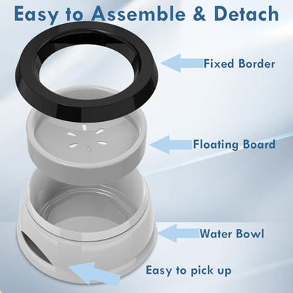 Dog Water Bowl, No Spill Cat Slow Feeder Water Dispenser Portable Vehicle Carried Car Travel Bowls for Small Medium Pets Sloppy Messy Drinkers 25oz, Grey - color: Grey