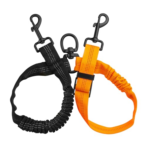 YAODHAOD Double Dog Leash,Two Dog Leash Splitter, No Tangle 360° Swivel Rotation Reflective Lead, Adjustable Length Bungee Heavy Duty Walking Training Dual Extension (Black + Orange) - color: Black + Orange