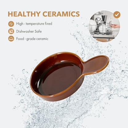 Havniva Ceramic Cat Bowl Whisker Friendly 5.5” Cat Dishes Shallow Cat Food Bowl Anti-Slip Pet Water Bowls for Indoor Cats, Wide Cat Food Dish Prevent Whisker Fatigue (3 Pack) - color: Caramel Brown - C