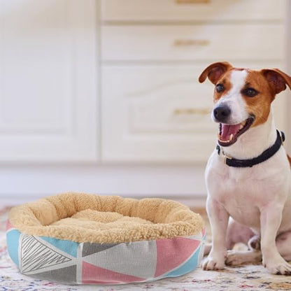 Washable Round Dog Bed and Cat Cushion, Wear-Resistant Small Medium Pet Pad, Soft Cozy Indoor Bed for Puppies and Cats