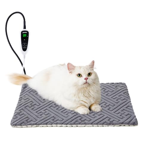 ZOMISIA Cat Heating Pad - 11 Adjustable Temperature and 25 Timer Options, Heated Cat Bed Indoor with Chew-Resistant Cord for Small Dogs, 18x18 Inch - size: M: 18" x 18"