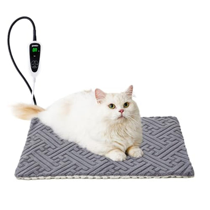 ZOMISIA Cat Heating Pad - 11 Adjustable Temperature and 25 Timer Options, Heated Cat Bed Indoor with Chew-Resistant Cord for Small Dogs, 18x18 Inch - size: M: 18" x 18"