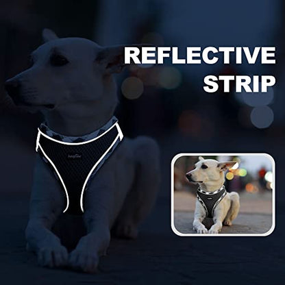 haapaw Dog Harness with Leash Set, No Pull Adjustable Reflective Step-in Puppy Harness with Thickened Padded Vest for Extra-Small/Small Medium Dogs - color: Black, size: XS