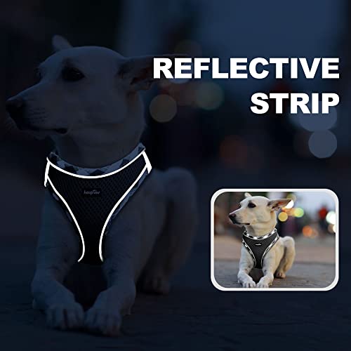 haapaw Dog Harness with Leash Set, No Pull Adjustable Reflective Step-in Puppy Harness with Thickened Padded Vest for Extra-Small/Small Medium Dogs - color: Black, size: S