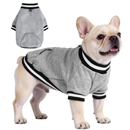 BINGPET Small Dog Sweater Pullover Fleece Vest with Leash Hole & D-Ring,Cotton Dog Hoodie for Small Medium Large Dogs Puppy Boys Girls,Thick Soft Fleece Winter Dog Clothes Cold Weather Sweatshirt Coat - color: Grey, size: M(Chest: 23",Neck: 15",Back: 15")