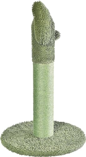 Amazon Basics Cat Scratching Post, Indoor Cactus with Natural Sisal for Kittens with Dangling Ball Toy, Medium, 25.6"H, Green - size: Medium - 25.6" H