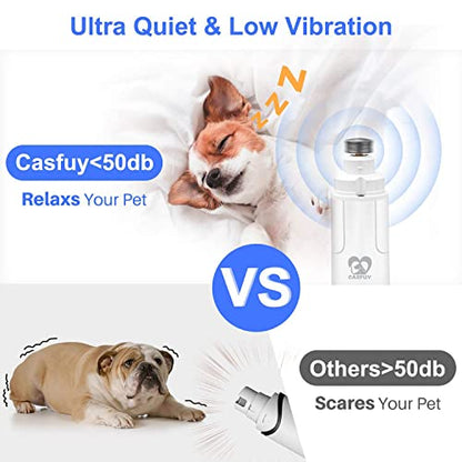 Casfuy Dog Nail Grinder with LED Light - Upgraded 2-Speed Electric Pet Nail Trimmer Powerful Painless Paws Grooming & Smoothing for Small Medium Large Dogs & Cats (White) - color: White