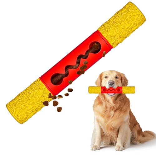Stick Interactive Dog Toy 9” in Outdoor Dog Toy for Aggressive Chewers Tough Natural Rubber Chew Toys (Red&Yellow) - color: Red&Yellow