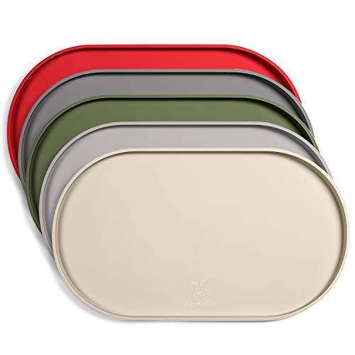 DogBuddy Dog Food Mat - Waterproof Dog Bowl Mat, Silicone Pet Mat for Food and Water Bowls, Nonslip Pet Feeding Mat with Edges, Dogs Food Mats for Floors, Puppy Supplies (Small, White Sand) - color: White Sand, size: 19x11 Inch (Pack of 1)