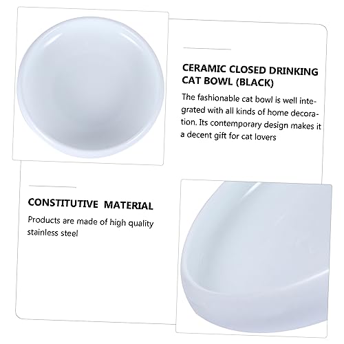 Happyyami Ceramic Cat Food Bowl with Non-Slip Base Prevents Whisker Fatigue Easy to Pet Feeder for Cats and Dogs for Water Dry Wet Food