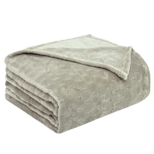 TOONOW Fleece Blanket Textured Fuzzy Plush Throw Blanket Twin Size 60" x 80", Super Soft Fluffy Bed Blanket Geometric Pattern Comfy Microfiber Flannel Blankets for Couch, Bed, Sofa, Pumice Stone - color: Pumice Stone, size: Twin- 60" x 80"