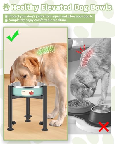 Single Raised Dog Bowl Stand, Elevated Dog Food Bowl Holder, Adjustable Width 6-10”, 4 Heights Dogs Feeder for Puppy, Medium,Large(Paws, Stand Only) - color: 3feet-dog paws