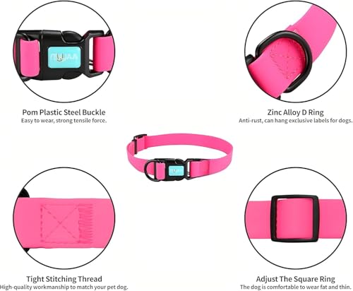 Waterproof Dog Collars,Easy Clean Collar,Adjustable Dog Collars for Small,Medium, Large Dogs(Pink, L) - color: Pink, size: L