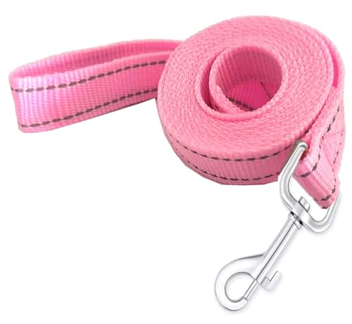 Reflective Dog Leash 4Ft /5 Foot /6 Feet Long, 1 Inch Wide, for Small and Medium Dogs - color: Reflective Pink, size: 1'' x 4 FT