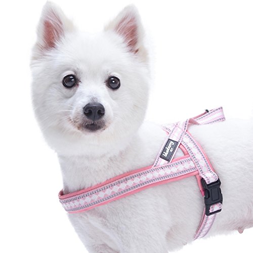 Blueberry Pet 4 Colors Soft & Comfy 3M Reflective Jacquard Padded Dog Harness, Chest Girth 30" - 38.5", Pink, Large, Adjustable Harnesses for Dogs - color: Pink, size: Large(30" - 38.5") Chest Girth
