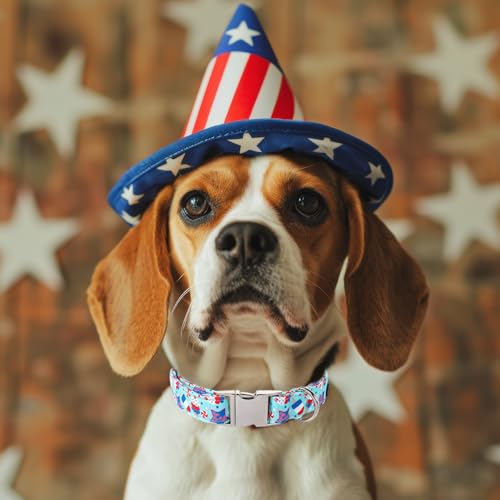 Maca Bates 4th of July Basic Dog Collar American Flag USA Patriotic 4 of 7 Dogs Collars Adjustable Soft Blue Independence Day Gift for Small Medium Large XL Boy Girl Male Female Puppy - color: July 4th-Basic-Icecream, size: S