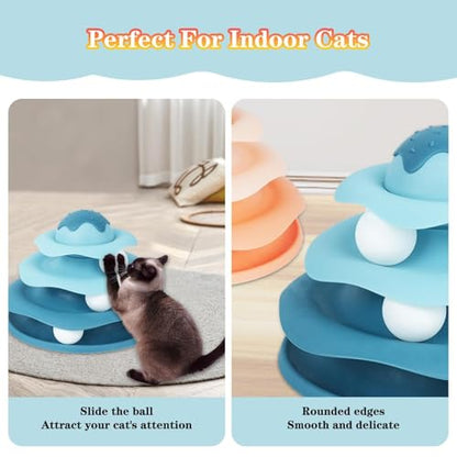 Cat Ball Track Toy, Cat Ball Tower, Multi-Level Design Cat Ball Track Toy, 3 in 1 Automatic Interactive Kitten Toy, Easy to Disassemble, Easy to Clean, Meet Your Cat's Exercise Needs (Pink) - color: Pink