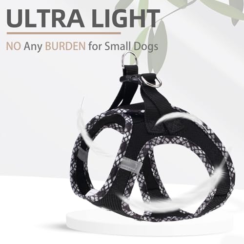PUPTECK Dog Harness and Leash Set for Small Medium Dogs No Pull Step-in Soft Mesh Puppy Cat Vest Harnesses Reflective at Night, Black M - color: #1 Black(Basic Mesh), size: M(CHEST 16"-18", 11-18 lbs)