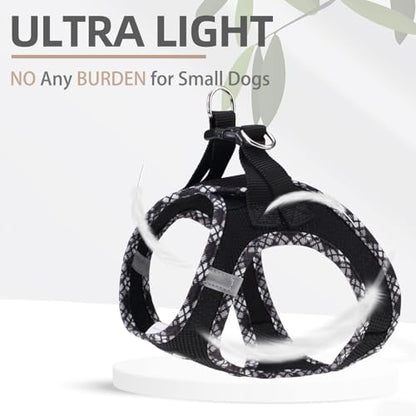 PUPTECK Dog Harness and Leash Set for Small Medium Dogs No Pull Step-in Soft Mesh Puppy Cat Vest Harnesses Reflective at Night, Black M - color: #1 Black(Basic Mesh), size: M(CHEST 16"-18", 11-18 lbs)