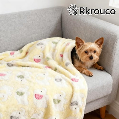 Three Piece Pet Blanket Set for Dogs Cats Soft Comfy Puppy and Kittens Bed Blanket Fluffy Fleece Pets Throw with Cute Patterns (Small 24x16 inch, Cute Animals) - color: Cute Animals, size: Small-24x16 inch